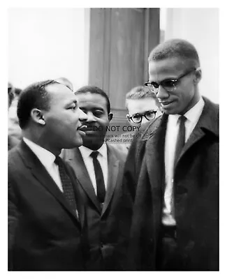 Martin Luther King Jr. Talking With Malcom X 8x10 B&w Photo • $8.49