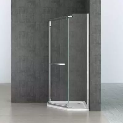 £249.90 • Buy Shower Enclosure Semi Framed Safety Glass Pentagonal Hinged Door Clear 8mm