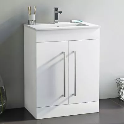 Orchard Derwent White Floorstanding Vanity Door Unit And Ceramic Basin 600mm • £199