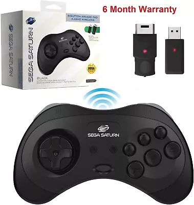 Retro-Bit V2 Wireless Controller 8-Button Sega Saturn Genesis Mini Black • $35.73