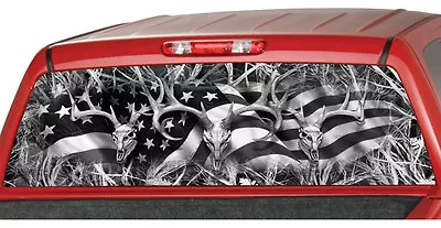 $47.20 • Buy AMERICAN FLAG BUCK SKULL B/w Camo Rear Window Graphic Decal Tint Suv Camouflage