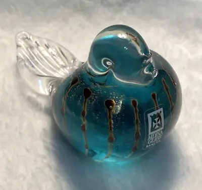 Signed Mdina Malta Art Glass Aqua Blue Bird Paperweight Figurine 2.5 H • $29.99