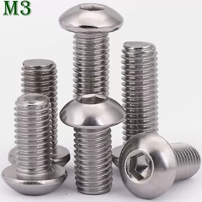 M3 - 0.5 Stainless Steel Button Head Hex Socket Cap Screws Allen Bolts ISO 7380 • $9.26