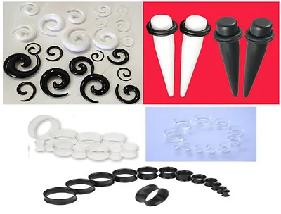 Acrylic Ear Flesh Tunnels Tapers Spirals Expanders Stretchers O-Ring Plug Kit  • £2.25