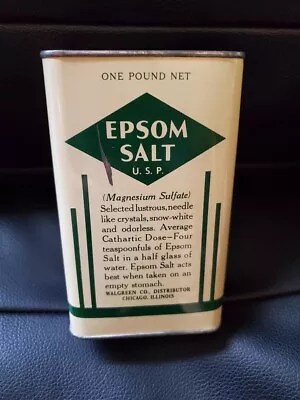 Vintage Walgreen Co. Full 1 Lb. Epsom Salt Tin • $26.99