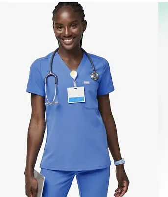 FIGS Catarina One Pocket Scrub Top Capri Blue Women’s Size XS Short Sleeves • $29.99