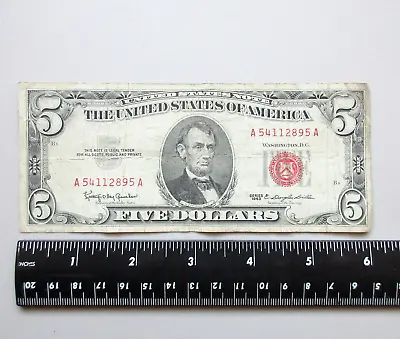 1963 - Five Dollar - $5 - Red Seal - United States Note - A54112895A • $7.50