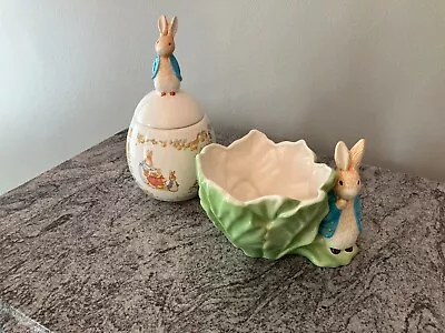 Beatrix Potter / Cachepot & Cookie Jar / Peter Rabbit / Bn • $36