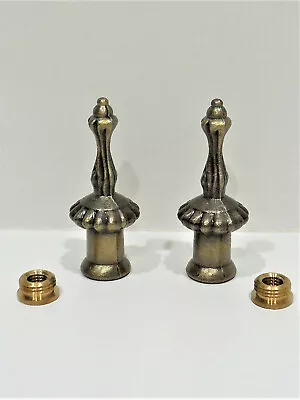 Pair Lamp Shade Finials-Ornate Antique Brass-Cast Metal-Dual Thread • $6.53