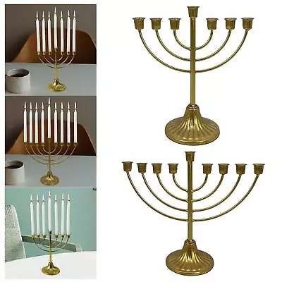 Candlestick Jewish Holder Ornaments Wide Sturdy Base Hanukkah Decoration Menorah • £12.04