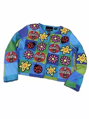 Michael Simon Coca-Cola 1999 Vintage Cardigan Medium Sweater Rare Ladybug • $69.99