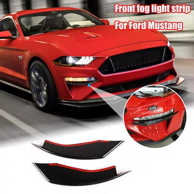 Front Bumper Winglets Fog Light Trim Cover For Ford Mustang 2018+ Carbon Fiber • $25.99