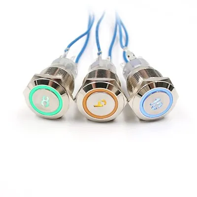 19mm Metal Stainless Steel Number Symbol Momentary Push Button Switch LED 5V 12V • $9.80