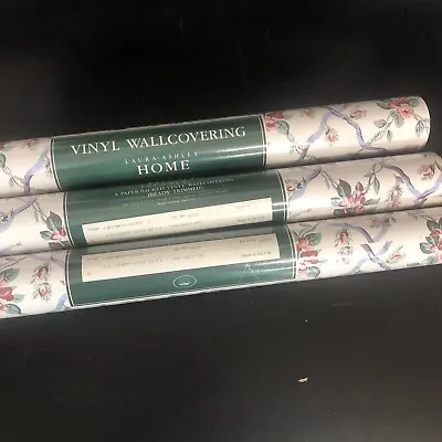 Vtg Laura Ashley Home Country Lattice Vinyl Wallpaper Wallcovering 3 Rolls 1990 • $60