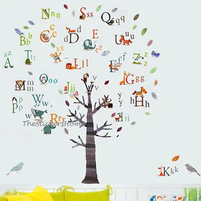 Large Combo Alphabet Animal Tree Kids Art Decal Early Educational Wall Sticker • £12.95