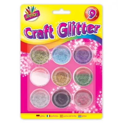 Pack Of 9 Metallic Colour Glitter Pots - Kids Arts And Craft - Card Making • £4.99