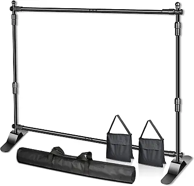 8 X 8 Ft Adjustable Telescopic Tube Backdrop Banner Stand Heavy Duty Step And R • $126.51