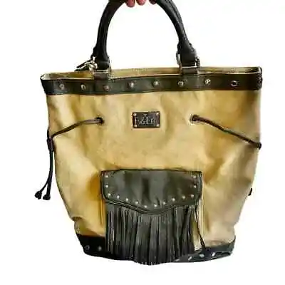 R&EM Rebecca Minkoff Canvas Vegan Leather Tote Bag • $58