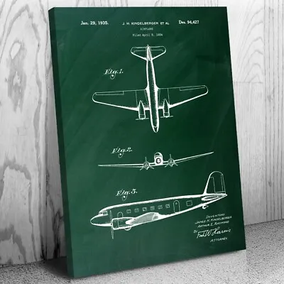 Douglas DC-2 Airplane Patent Canvas Print Flight School Art Air Force Gift • $64.95