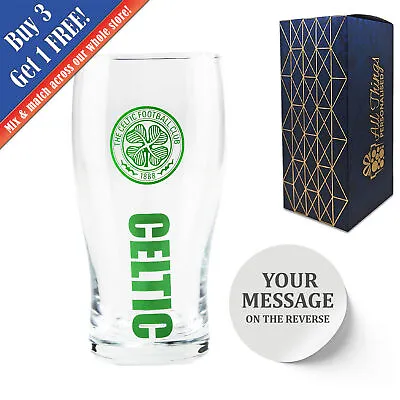 Personalised Engraved Celtic Pint Glass Gift Boxed Football Beer Glass • £18.95