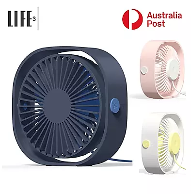 Portable Desktop Fan 3 Speeds USB Desk Table Cooling Fan Quiet 360 Rotatable AU • $21.79