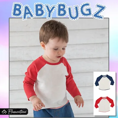 Baby Baseball Organic Cotton T-Shirt Long Sleeve Top Toddler Boys Girls Babybugz • £6.45