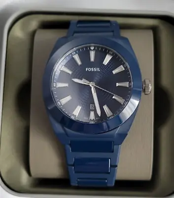 Fossil EVERETT CE5029 Ceramic Blue Sub 50mt Mens Wristwatch • $120