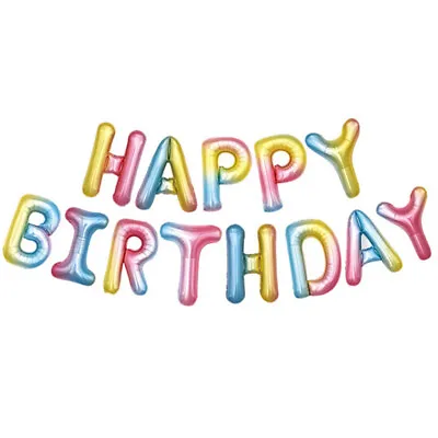 Happy Birthday Balloons Banner Bunting Letter Foil Balloon Party Self Inflating • £1.99