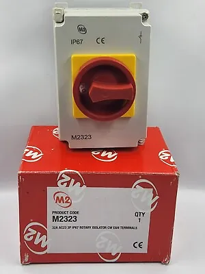 M2 32A 3 Phase Rotary Isolator - M2323 32A AC23 3P  IP67 Electrical Isolator • £14.99