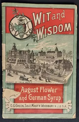 1890 Quack Medicine Book Wit Wisdom August Flower GG Green Palmer Cox Greenies • $22.25