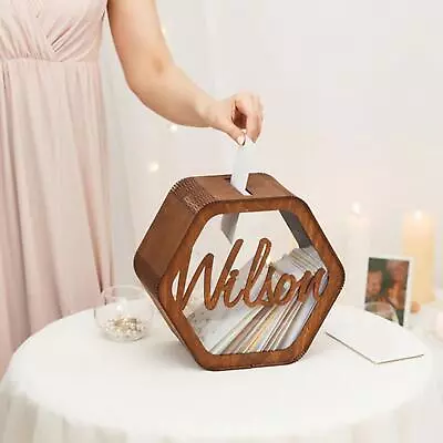 Wedding Card Box Wooden Hollow Ceremony Decorative Envelope Boxes With Slot • $31.82