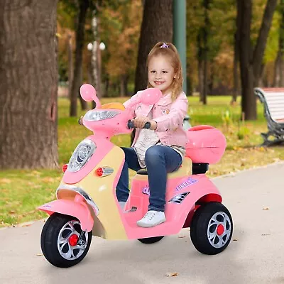 Electric Ride On Motorbike Toy Car Kids  Children Battery Tricycle 6V - Pink • £92.41