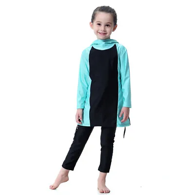 Girls Muslim Islamic Burkini Swimming Beach Hodded Baby Swimwear Costume • £18.29