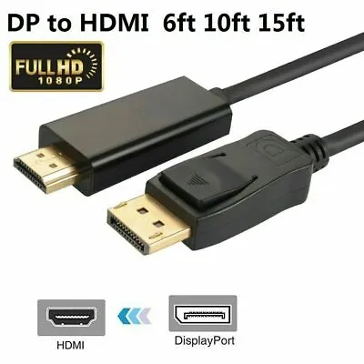 Display Port DP To HDMI Cable Adapter Converter Audio Video PC HDTV 1080P 60Hz • $6.34