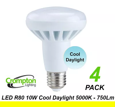 4 X LED 10W Down Light Globes Bulb R80 Screw E27 Cool White Daylight 5000K 750Lm • $47.14