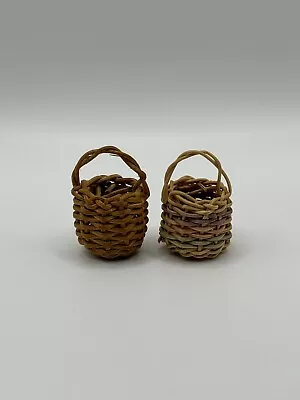 Vintage Miniature Woven Baskets Dollhouse Decor Lot Of 2 *** • $14