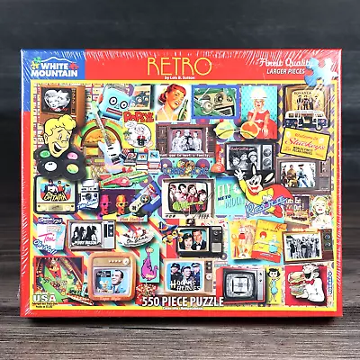 White Mountain Puzzles Retro Sutton 550 Pcs Headroom Flintstones Monkees Sealed • $23.97