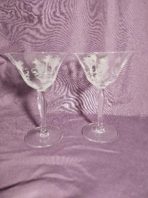 $11.99 • Buy  2 ELEGANT MARTINI/CHAMPAGNE GLASS MORGANTOWN GLASS (?) MAYFAIR PATTERN 5 X 3.5 