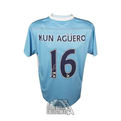 Sergio Aguero Autographed Manchester City Soccer Jersey - BAS (Silver Ink) • $287.95