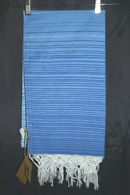 BULDAN'S Havana Peshtemal Beach Towel Blue Cotton Tencel Turkey 100cm /180cm NEW • $24.99