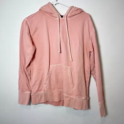 J.CREW Womens Garment Dyed Pullover Hoodie Sweatshirt Pink M Long Sleeve L1277 • $34