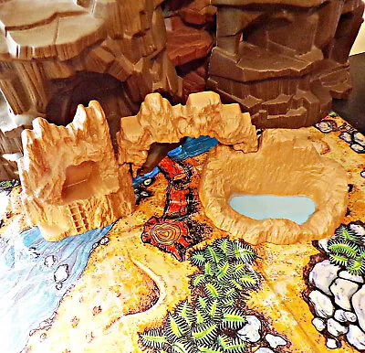 Marx 1971 3-Pc Prehistoric Mountain Terrain Cave-Arch-Lake/Pond Set #002 • $64.95