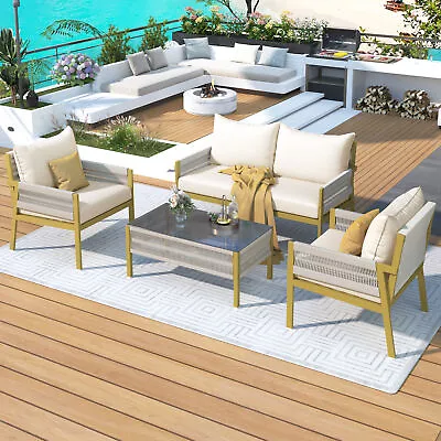 4 Piece Patio Furniture Set Outdoor Conversation Set For Lawn Garden Backyard • $585