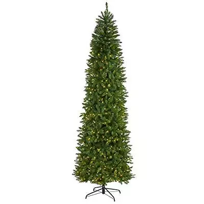 9ft. Slim Green Mountain Pine Artificial Christmas Tree With 600 Clear LED Li... • $300.11