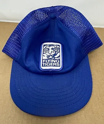 Vintage Flying Tigers Cargo Personnel Airline Logo Cap Adult Adjustable Blue Hat • $14.95