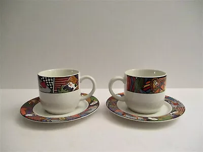 2) Vitromaster Metropolitan Coffee Cup & Saucer Post Modern Memphis Design NOS • $26.99