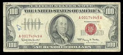 1966 $100 Dollar Bill Red Seal United States Note FR. 1550 • $169