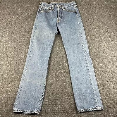 Levis Jeans Mens 28x32 501 Blue Denim Straight Leg Light Wash Button Fly • $32.99
