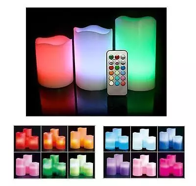 £10.89 • Buy 3 Pc Remote Control Colour Changing Flickering Led Wax Candles Vanilla Scented