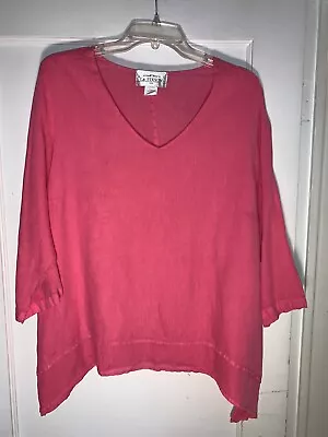 LA Fixsun  Pink Linen 3/4 Sleeve Tunic Top Size M.  C001 • $29